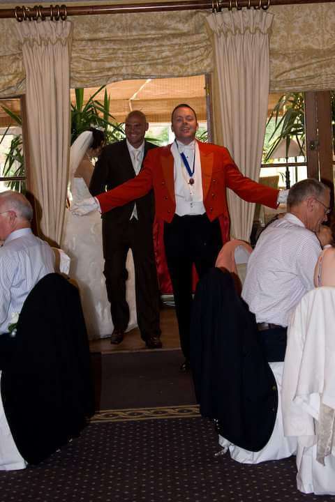 Eric Jones, Chester Toastmaster, delivering outstanding wedding services to happy clients .