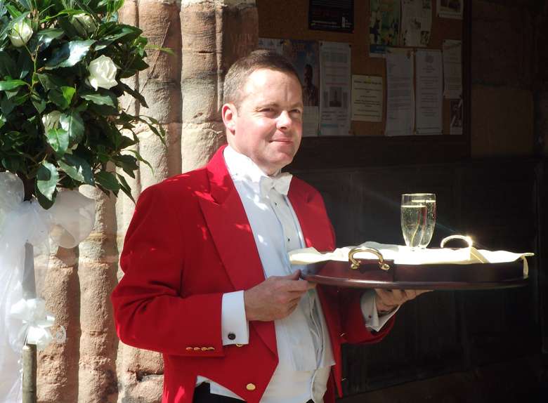 Eric Jones, Chester Toastmaster, delivering outstanding wedding services to happy clients .