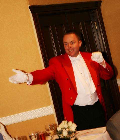 Eric Jones, Chester Toastmaster, delivering outstanding wedding services to happy clients .